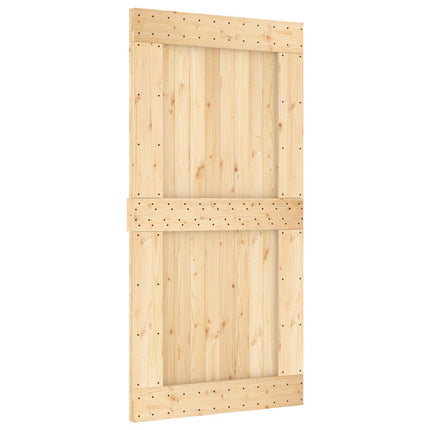 Skydedør Natur og hvid 100 x 210 cm Massivt Fyrretræ