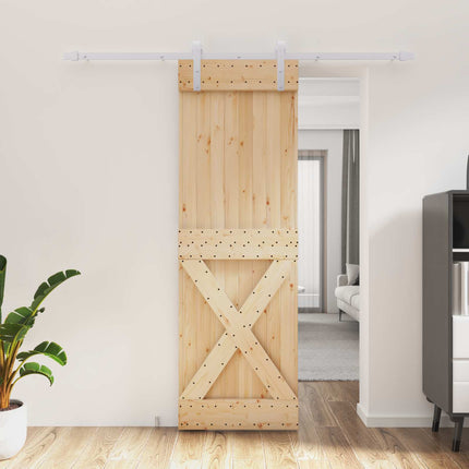 Skydedør Natur og hvid 70 x 210 cm Massivt Fyrretræ
