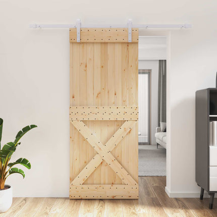 Skydedør Natur og hvid 85 x 210 cm Massivt Fyrretræ
