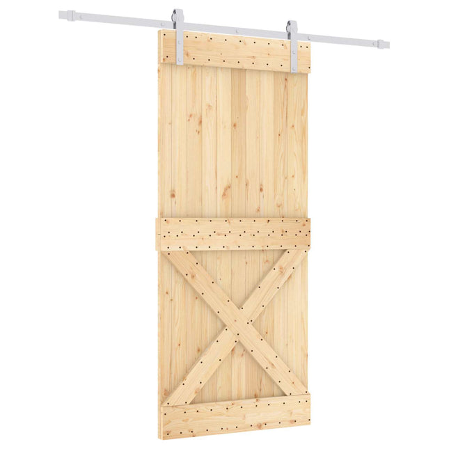 Skydedør Natur og hvid 90 x 210 cm Massivt Fyrretræ
