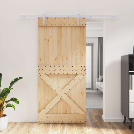 Skydedør Natur og hvid 95 x 210 cm Massivt Fyrretræ