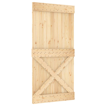 Skydedør Natur og hvid 100 x 210 cm Massivt Fyrretræ