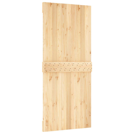 Skydedør Naturfarvet og sort 90 x 210 cm Massivt Fyrretræ