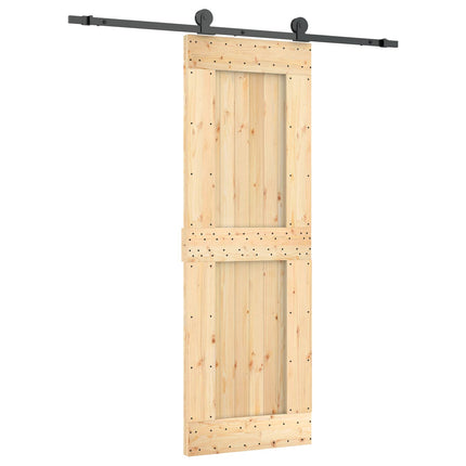 Skydedør Naturfarvet og sort 70 x 210 cm Massivt Fyrretræ