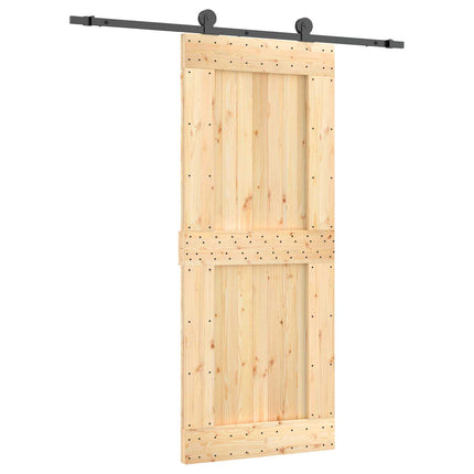 Skydedør Naturfarvet og sort 85 x 210 cm Massivt Fyrretræ