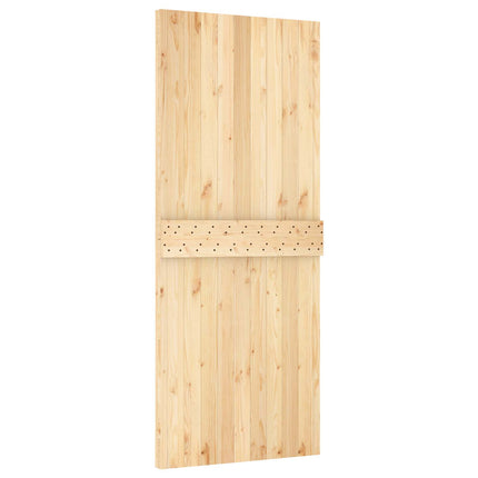 Skydedør Naturfarvet og sort 85 x 210 cm Massivt Fyrretræ