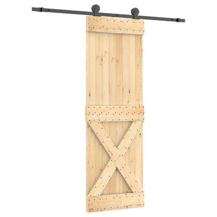 Skydedør Naturfarvet og sort 70 x 210 cm Massivt Fyrretræ