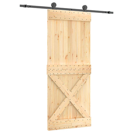 Skydedør Naturfarvet og sort 85 x 210 cm Massivt Fyrretræ