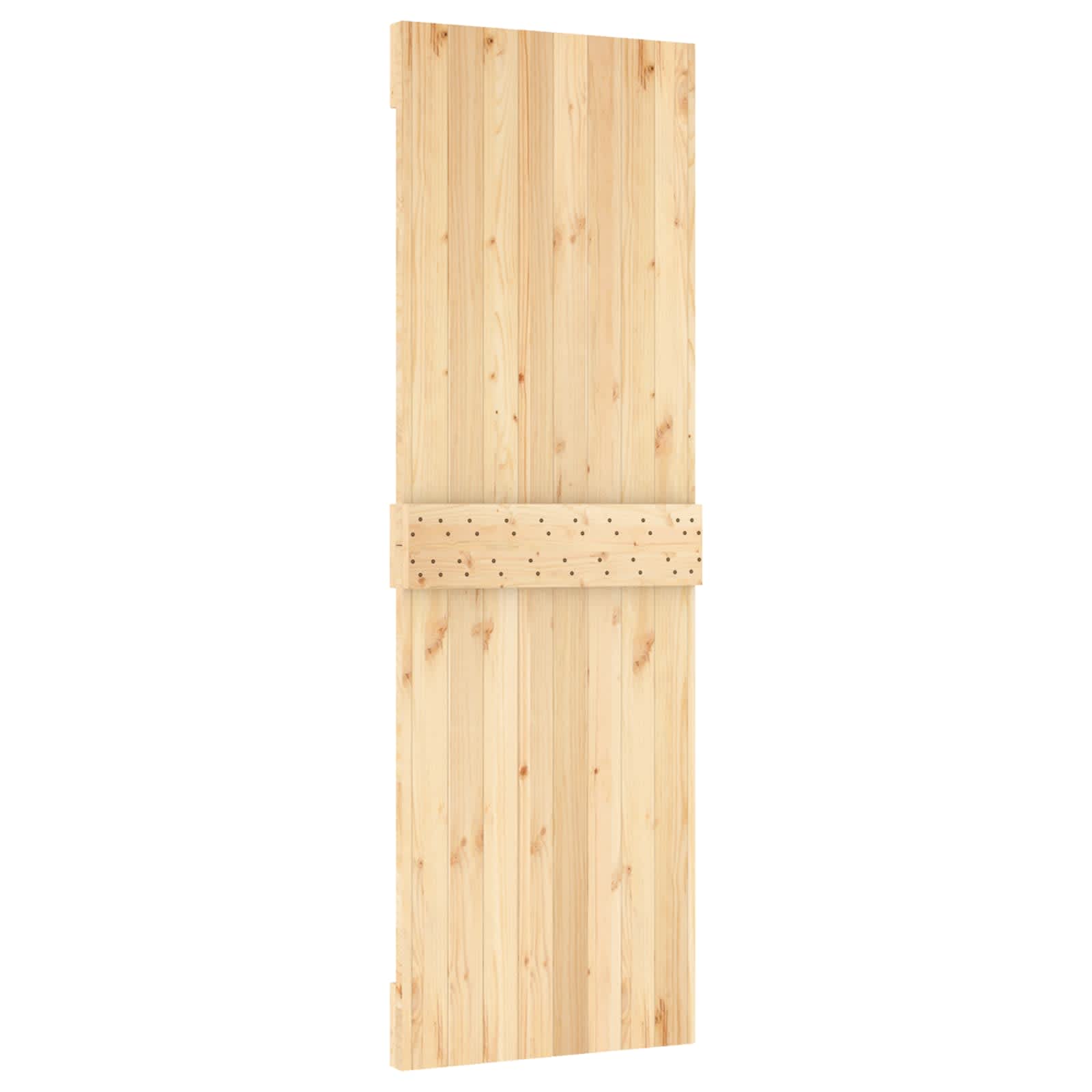Skydedør Naturfarvet og sort 70 x 210 cm Massivt Fyrretræ