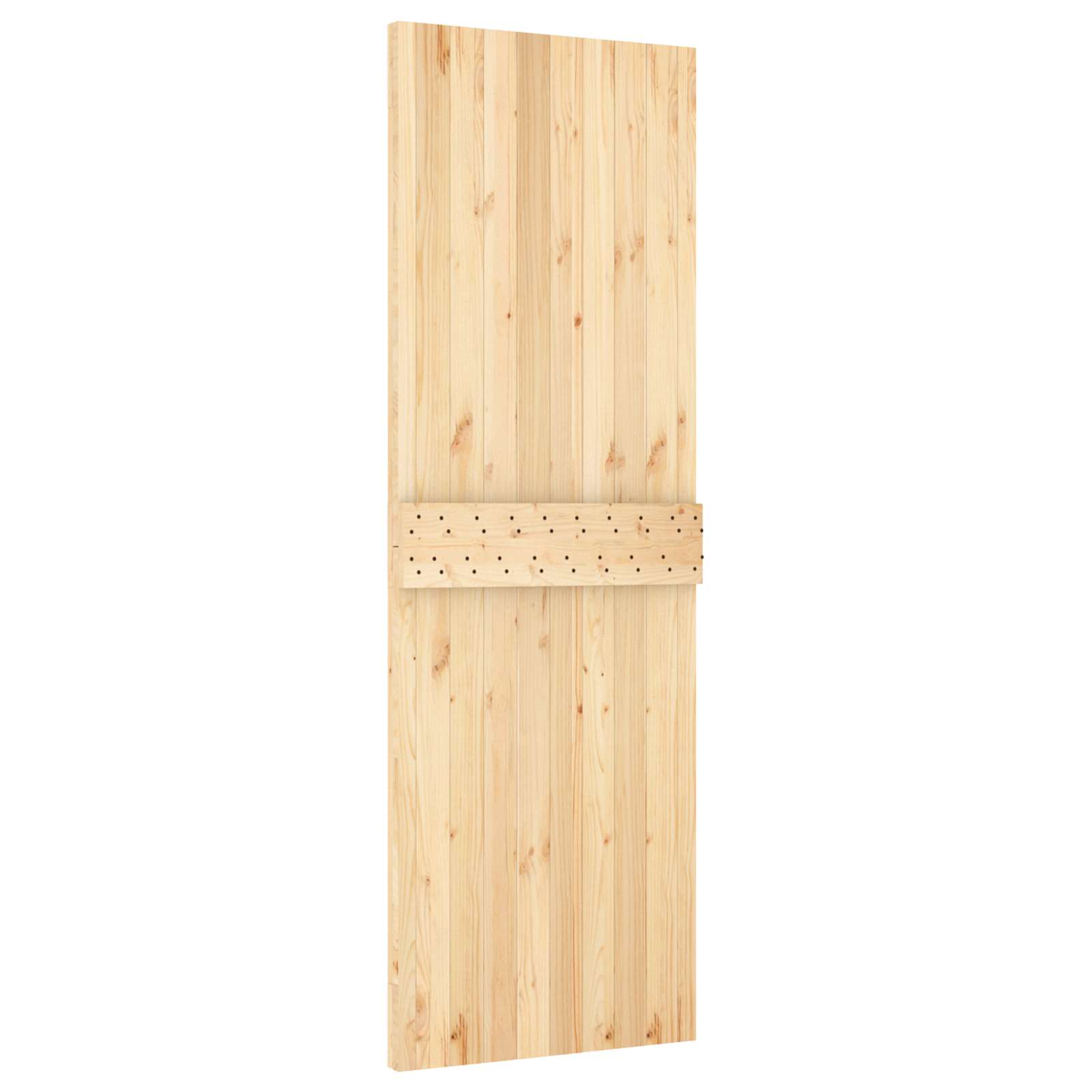 Skydedør Naturfarvet og sort 70 x 210 cm Massivt Fyrretræ