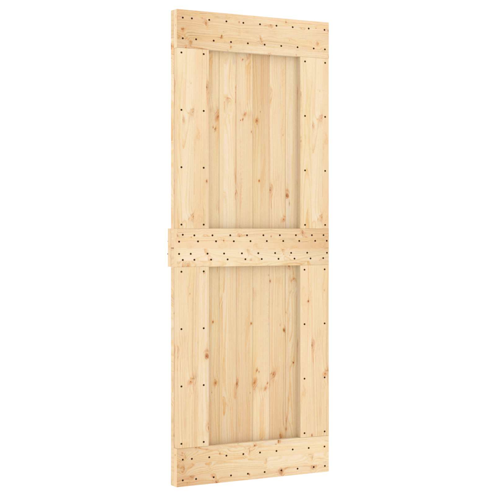 Skydedør Naturfarvet og sort 80 x 210 cm Massivt Fyrretræ