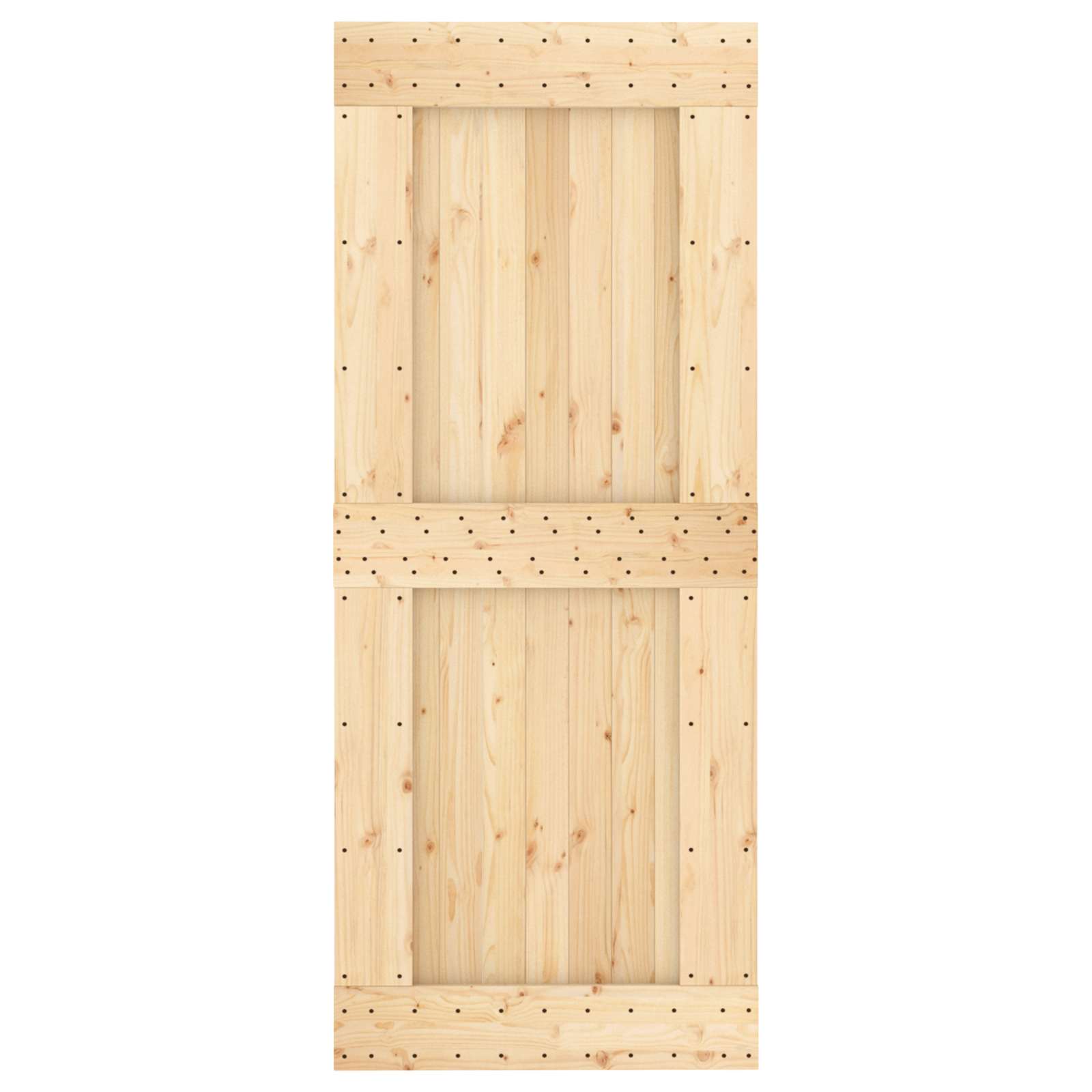 Skydedør Naturfarvet og sort 85 x 210 cm Massivt Fyrretræ