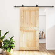 Skydedør Naturfarvet og sort 95 x 210 cm Massivt Fyrretræ