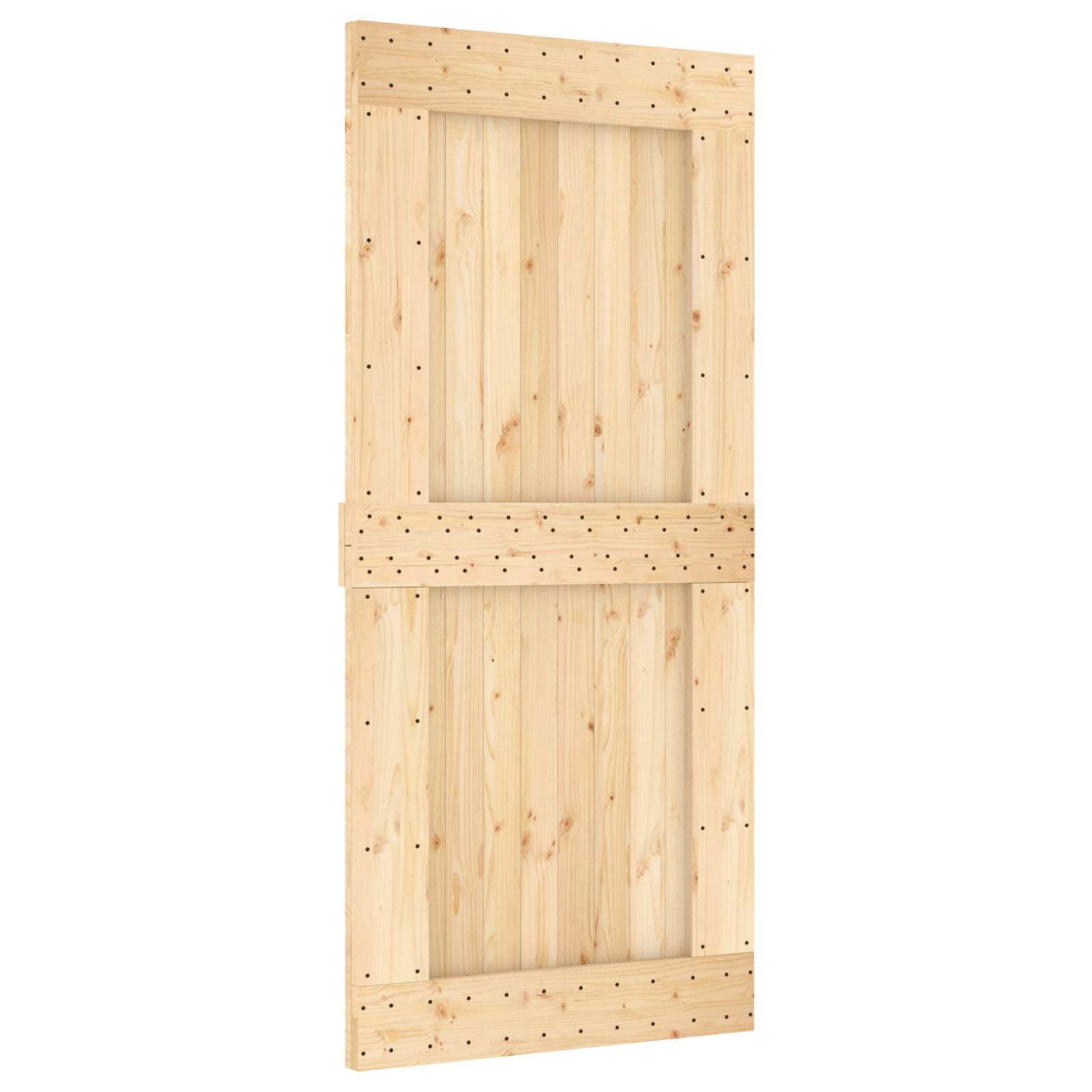 Skydedør Naturfarvet og sort 95 x 210 cm Massivt Fyrretræ