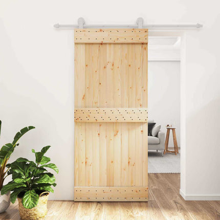 Skydedør Natur og hvid 90 x 210 cm Massivt Fyrretræ