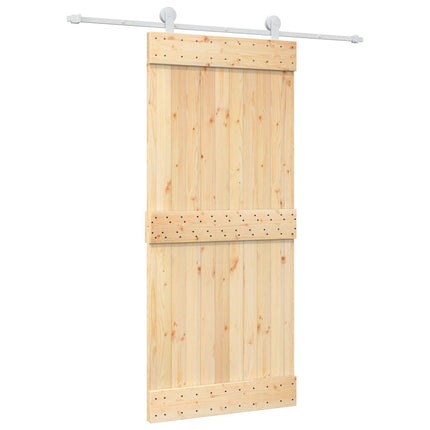 Skydedør Natur og hvid 90 x 210 cm Massivt Fyrretræ