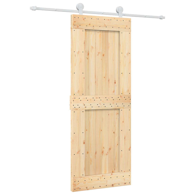 Skydedør Natur og hvid 80 x 210 cm Massivt Fyrretræ