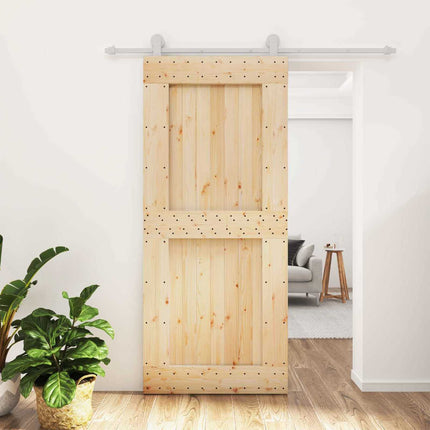 Skydedør Natur og hvid 90 x 210 cm Massivt Fyrretræ