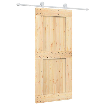 Skydedør Natur og hvid 90 x 210 cm Massivt Fyrretræ