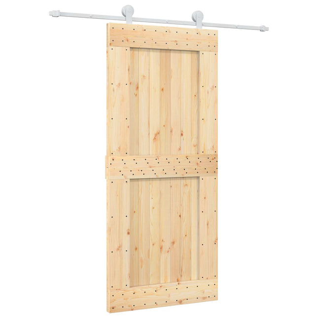 Skydedør Natur og hvid 90 x 210 cm Massivt Fyrretræ