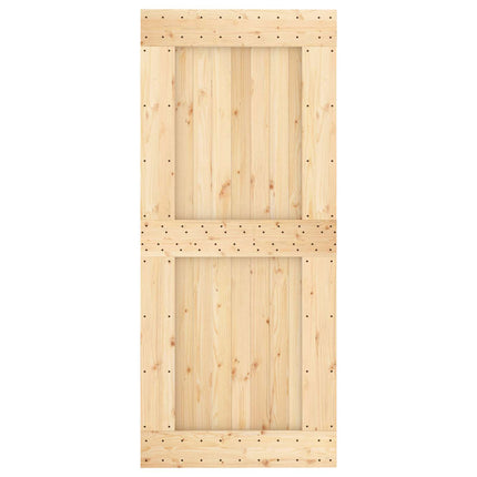 Skydedør Natur og hvid 90 x 210 cm Massivt Fyrretræ