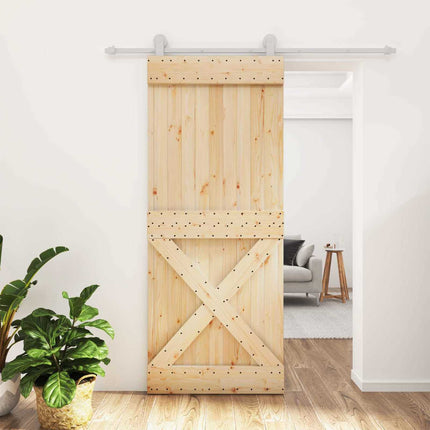 Skydedør Natur og hvid 85 x 210 cm Massivt Fyrretræ