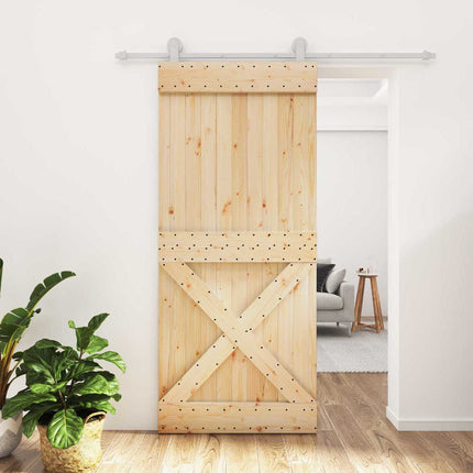 Skydedør Natur og hvid 90 x 210 cm Massivt Fyrretræ