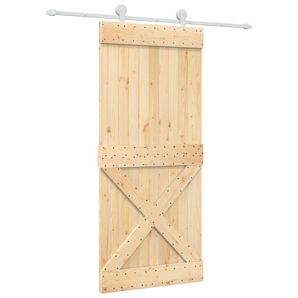 Skydedør Natur og hvid 90 x 210 cm Massivt Fyrretræ