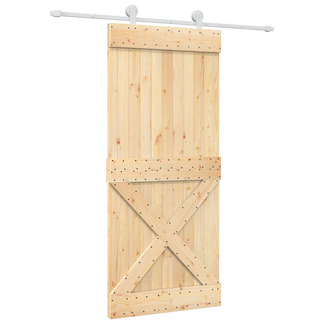 Skydedør Natur og hvid 90 x 210 cm Massivt Fyrretræ