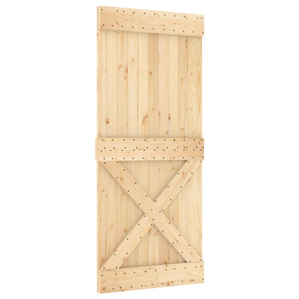 Skydedør Natur og hvid 90 x 210 cm Massivt Fyrretræ