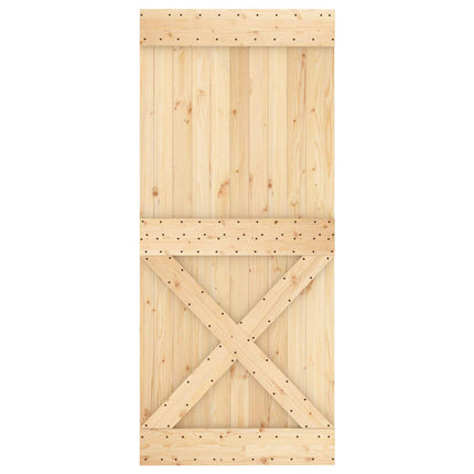 Skydedør Natur og hvid 90 x 210 cm Massivt Fyrretræ