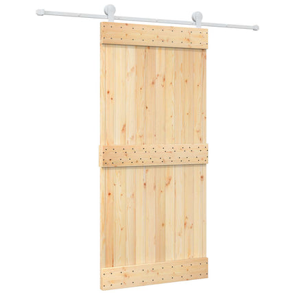 Skydedør Natur og hvid 95 x 210 cm Massivt Fyrretræ