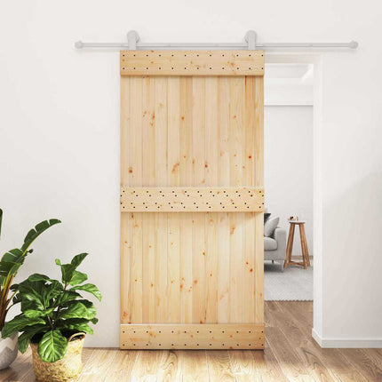 Skydedør Natur og hvid 100 x 210 cm Massivt Fyrretræ