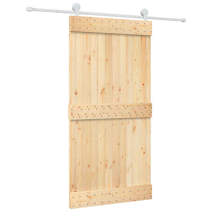 Skydedør Natur og hvid 100 x 210 cm Massivt Fyrretræ