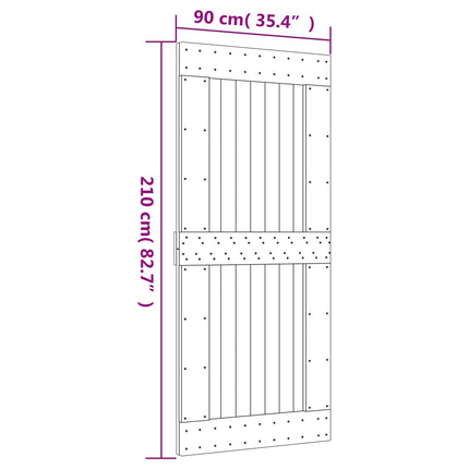 Skydedør Natur og hvid 90 x 210 cm Massivt Fyrretræ
