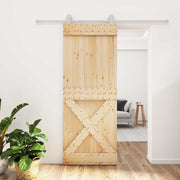 Skydedør Natur og hvid 80 x 210 cm Massivt Fyrretræ