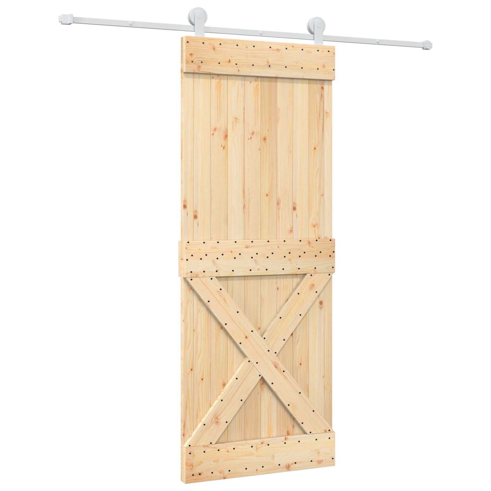 Skydedør Natur og hvid 80 x 210 cm Massivt Fyrretræ