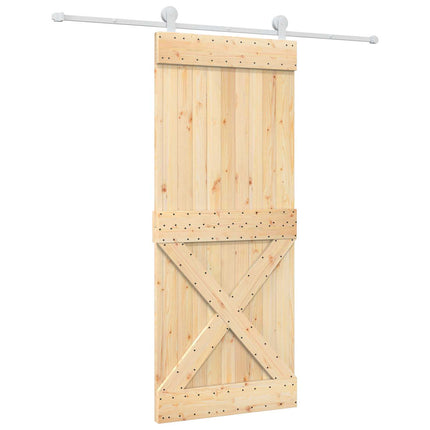 Skydedør Natur og hvid 85 x 210 cm Massivt Fyrretræ