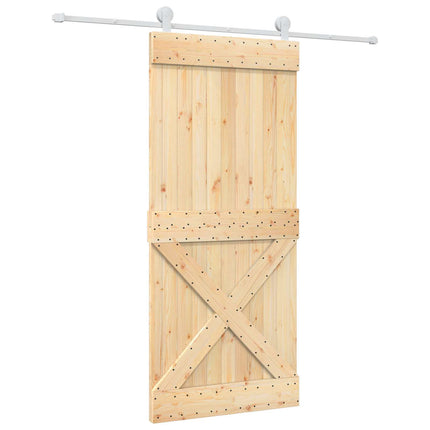 Skydedør Natur og hvid 90 x 210 cm Massivt Fyrretræ