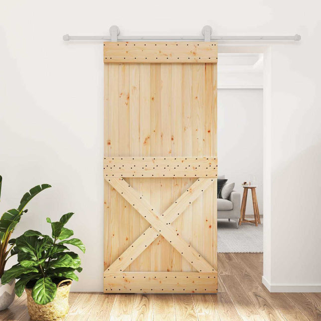 Skydedør Natur og hvid 95 x 210 cm Massivt Fyrretræ