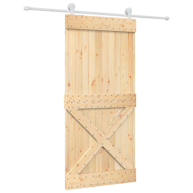 Skydedør Natur og hvid 95 x 210 cm Massivt Fyrretræ