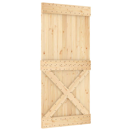 Skydedør Natur og hvid 95 x 210 cm Massivt Fyrretræ