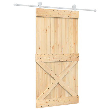 Skydedør Natur og hvid 100 x 210 cm Massivt Fyrretræ