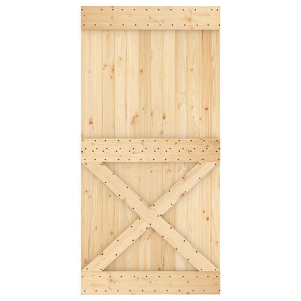 Skydedør Natur og hvid 100 x 210 cm Massivt Fyrretræ