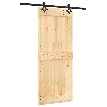 Skydedør Naturfarvet og sort 85 x 210 cm Massivt Fyrretræ