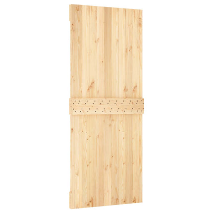 Skydedør Naturfarvet og sort 85 x 210 cm Massivt Fyrretræ
