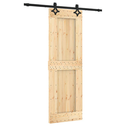 Skydedør Naturfarvet og sort 70 x 210 cm Massivt Fyrretræ