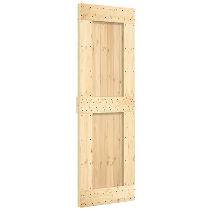 Skydedør Naturfarvet og sort 70 x 210 cm Massivt Fyrretræ