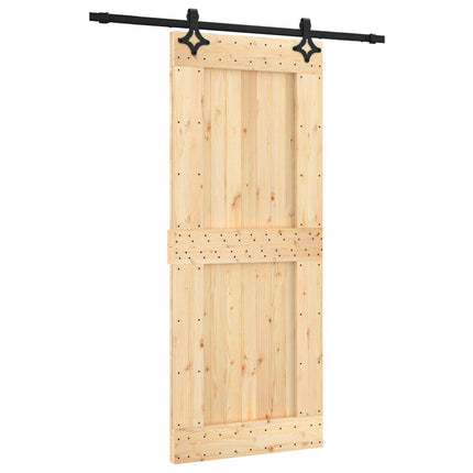 Skydedør Naturfarvet og sort 85 x 210 cm Massivt Fyrretræ