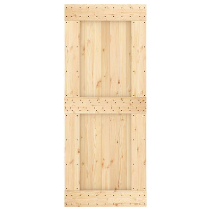 Skydedør Naturfarvet og sort 85 x 210 cm Massivt Fyrretræ